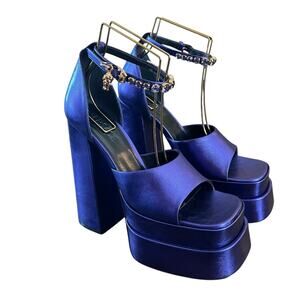 Versace Medusa Aevitas Platform Heels Sandals Dark Orchid NEW EU 38 US 8